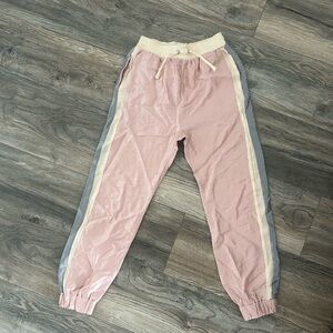Zara kids 11/12 pink silver satin joggers pants girls size 11 12